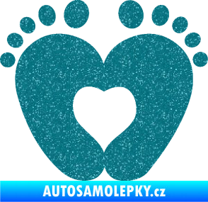 Samolepka Dítě v autě 064 nožičky Ultra Metalic tyrkysová