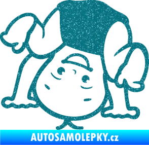 Samolepka Dítě v autě 101 levá vzhůru nohama Ultra Metalic tyrkysová