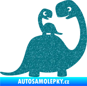 Samolepka Dítě v autě 105 pravá dinosaurus Ultra Metalic tyrkysová