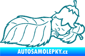 Samolepka Dítě v autě 107 pravá spinká na lístečku Ultra Metalic tyrkysová