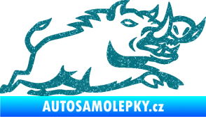 Samolepka Divoké prase 004 pravá Ultra Metalic tyrkysová