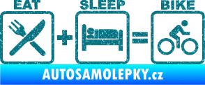 Samolepka Eat sleep bike Ultra Metalic tyrkysová