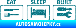 Samolepka Eat sleep built not bought Ultra Metalic tyrkysová
