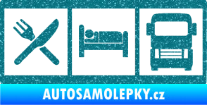 Samolepka Eat, sleep, drive 004 symboly jím, spím, řídím kamion Ultra Metalic tyrkysová