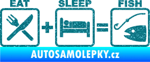 Samolepka Eat sleep fish Ultra Metalic tyrkysová