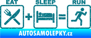 Samolepka Eat sleep run Ultra Metalic tyrkysová