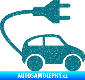 Samolepka Elektro auto 002 pravá symbol zásuvka Ultra Metalic tyrkysová