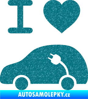 Samolepka Elektroauto 003 levá I love elektro Ultra Metalic tyrkysová