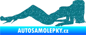 Samolepka Erotická žena 046 levá Ultra Metalic tyrkysová