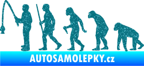 Samolepka Evoluce 005 rybář levá Ultra Metalic tyrkysová