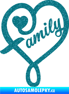 Samolepka Family 001 nápis se srdíčkem Ultra Metalic tyrkysová