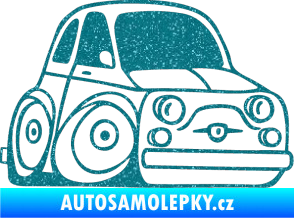 Samolepka Fiat 500 karikatura pravá Ultra Metalic tyrkysová