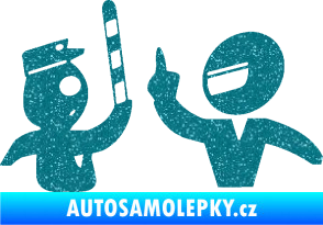 Samolepka Fuck the police 003 Ultra Metalic tyrkysová
