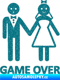 Samolepka Game over varianta svatba Ultra Metalic tyrkysová