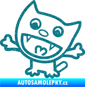 Samolepka Happy cat 001 levá Ultra Metalic tyrkysová