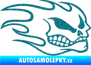 Samolepka Head - lebka- pravá Ultra Metalic tyrkysová