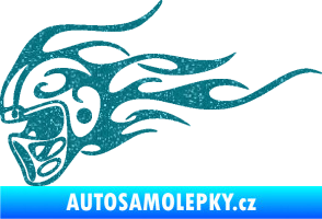 Samolepka Helma s plameny levá Ultra Metalic tyrkysová