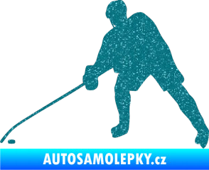 Samolepka Hokejista 002 levá Ultra Metalic tyrkysová