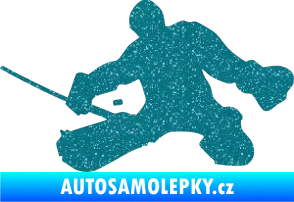 Samolepka Hokejista 015 levá brankář Ultra Metalic tyrkysová