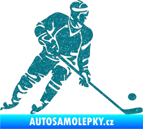 Samolepka Hokejista 027 pravá Ultra Metalic tyrkysová