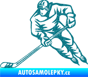 Samolepka Hokejista 030 levá Ultra Metalic tyrkysová