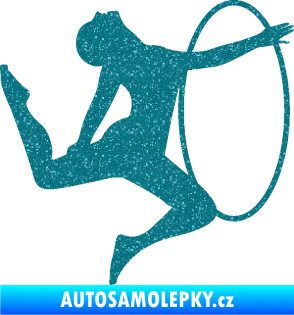 Samolepka Hula Hop 002 pravá gymnastka s obručí Ultra Metalic tyrkysová