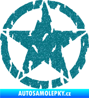 Samolepka Hvězda Army 010 potrhaná Ultra Metalic tyrkysová