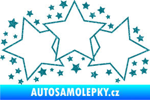 Samolepka Hvězdy a hvězdičky dekor Ultra Metalic tyrkysová