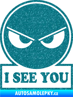 Samolepka I see you smajlík Ultra Metalic tyrkysová