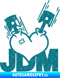 Samolepka JDM heart  Ultra Metalic tyrkysová