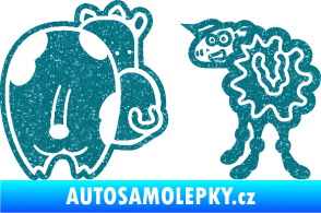 Samolepka JDM kravička a ovečka 002 levá Ultra Metalic tyrkysová
