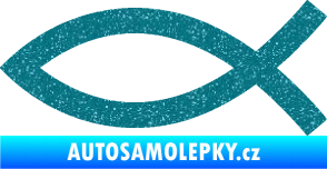 Samolepka Jesus rybička 002 křesťanský symbol Ultra Metalic tyrkysová