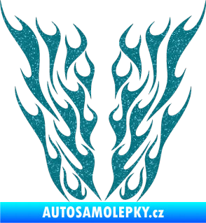 Samolepka Kapota 012 plameny Ultra Metalic tyrkysová