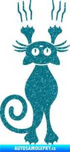 Samolepka Kočka 023 levá s drápanci Ultra Metalic tyrkysová