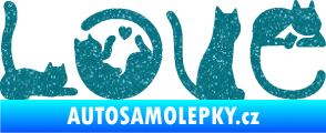 Samolepka Kočky love Ultra Metalic tyrkysová