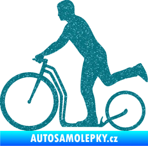 Samolepka Koloběžka 001 levá jízda  Ultra Metalic tyrkysová