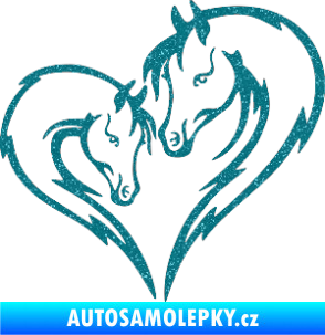 Samolepka Koníci 002 - pravá srdíčko kůň s hříbátkem Ultra Metalic tyrkysová