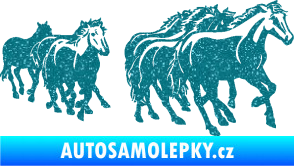 Samolepka Koníci 005 stádo pravá Ultra Metalic tyrkysová