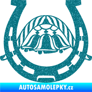 Samolepka Koňská podkova 005 se zvonečky Ultra Metalic tyrkysová