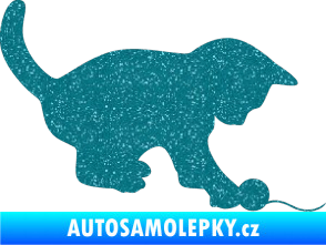 Samolepka Koťátko 001 pravá Ultra Metalic tyrkysová