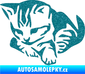 Samolepka Koťátko 003 levá Ultra Metalic tyrkysová