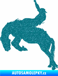 Samolepka Kovboj 001 levá rodeo na koni Ultra Metalic tyrkysová