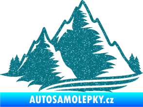 Samolepka Krajina hory 003 levá Ultra Metalic tyrkysová