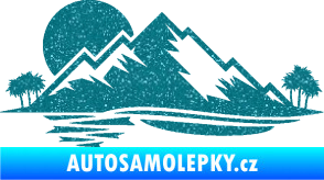 Samolepka Krajina hory 004 levá Ultra Metalic tyrkysová