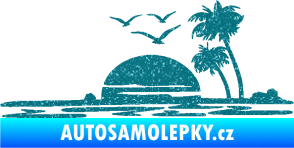 Samolepka Krajina moře 001 pravá karavan na cestách Ultra Metalic tyrkysová