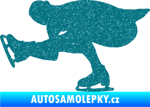 Samolepka Krasobruslení 007 levá krasobruslařka Ultra Metalic tyrkysová