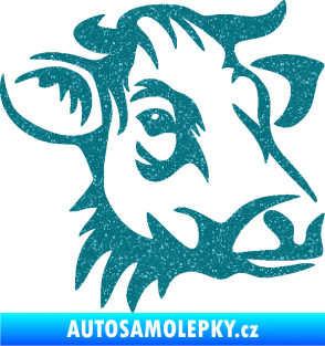 Samolepka Kráva 004 pravá Ultra Metalic tyrkysová