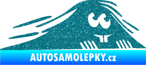 Samolepka Kuk 004 pravá zubatý šmíráček Ultra Metalic tyrkysová