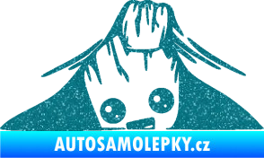 Samolepka Kuk 007 levá Groot vykukuje Ultra Metalic tyrkysová