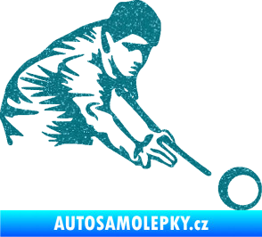 Samolepka Kulečník 001 pravá hráč s tágem Ultra Metalic tyrkysová
